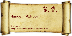 Wender Viktor névjegykártya